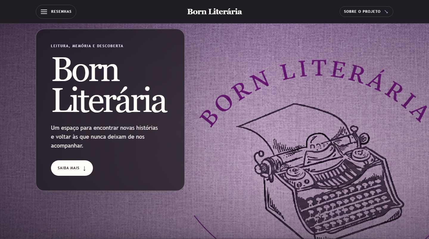 Página inicial do site Born Literária